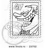 Outline Coloring Vector Cartoon Postmarked Stamp Royalty Stock sketch template