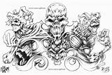 Skull Tattoo Smoke Coloring Pages Template Tattoos Skulls Quarter Sleeve Designs Half sketch template