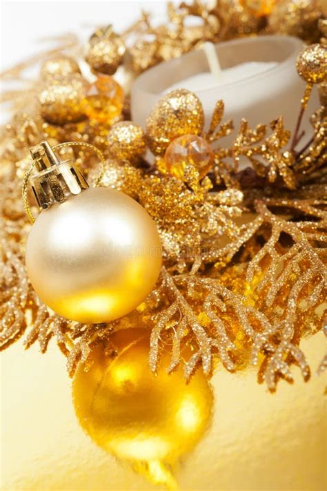 christmas gold colors decorations royalty  stock photography