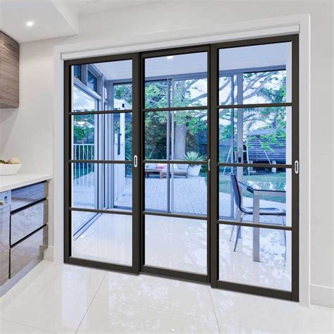 sliding doors  frame kit soho  pane door clear glass black primed exterior