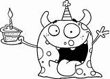 Coloring Pages Birthday Monster Happy sketch template