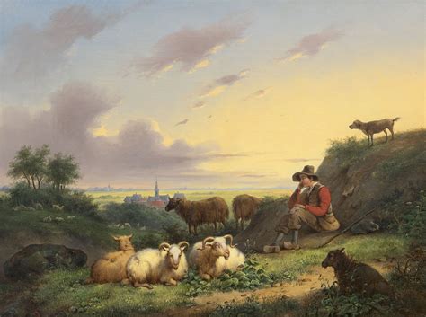 simon van den berg schilderijen te koop herder met schapen  hollands landschap