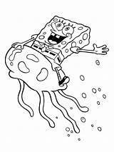 Spongebob Jellyfish Squarepants Colouring Esponja Drawings Krabs sketch template
