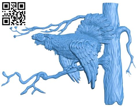 picture wild chicken perched   tree branch    stl files  model  cnc