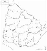 Uruguay Departamentos Blanco Mudo Contornos República Fronteras Plantilla Ciudades Carreteras sketch template