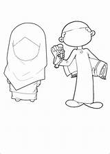 Muslim Clipart Coloring Islamic Pages Boy Colouring Girl Coloriage Children Enfant Boys Kids Clothes Ramadan Stencil Cliparts Modesty Little Stick sketch template