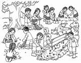 Cleaning Drawing Surrounding Students Kids Coloring School Colouring Pages Drawings Memory Pilih Papan sketch template