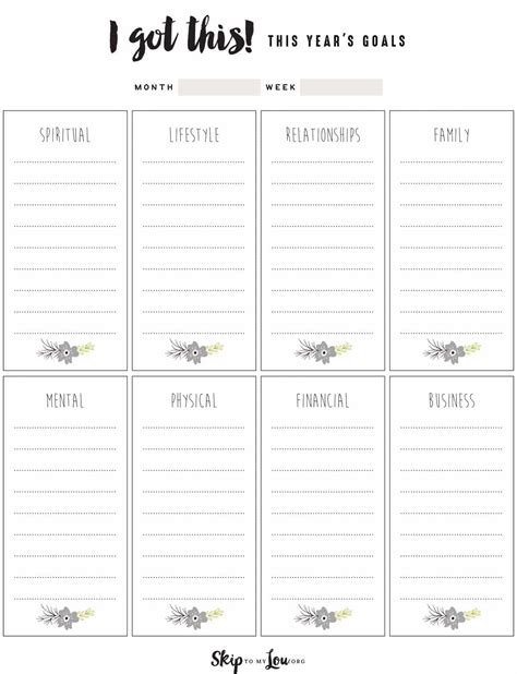 goal setting worksheets skip   lou