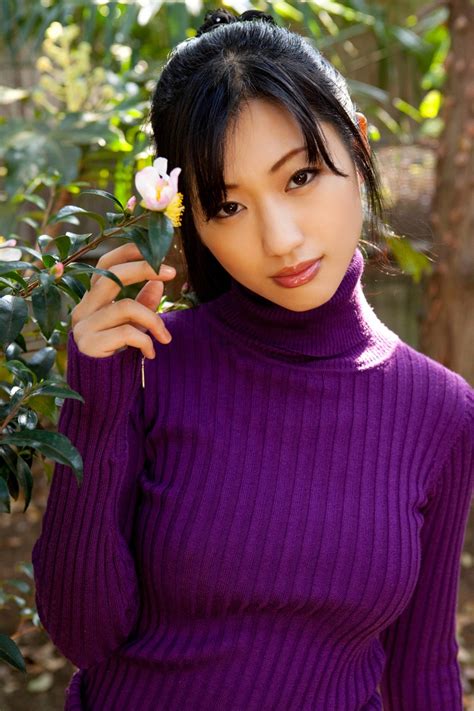 mitsu dan japanese gravure idol sexy purple winter shirt fashion photo