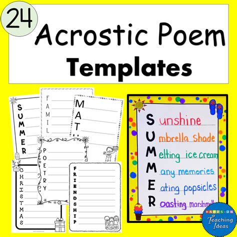acrostic poem templates   variety  holidays subjects  seasons