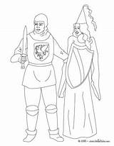 Princess Knight Coloring Pages Queen Color Print Medieval Hellokids sketch template
