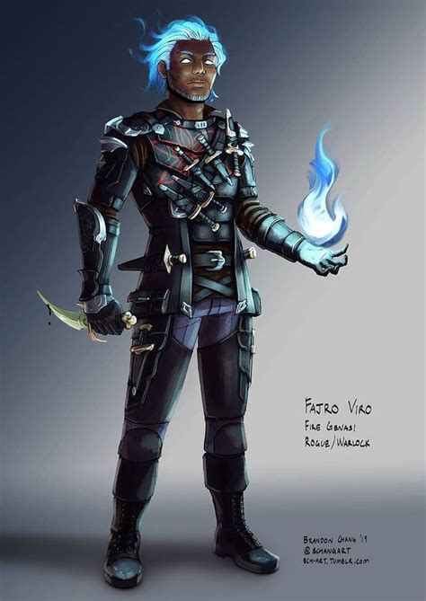 Fajro Viro Fire Genasi Rogue Warlock By Bchart On