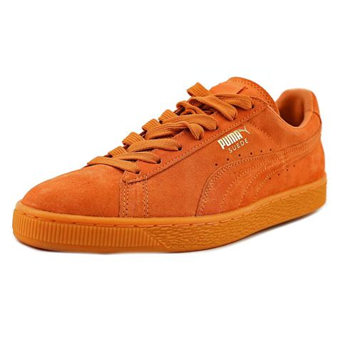 puma suede classic men  toe leather orange sneakers walmartcom