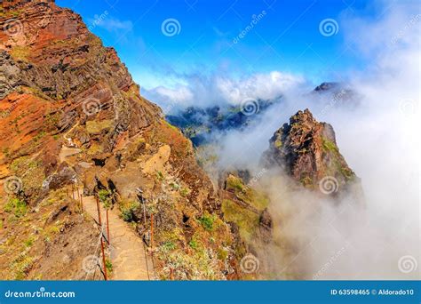 madeira volcanic mountain landscape stock image image  peak heaven