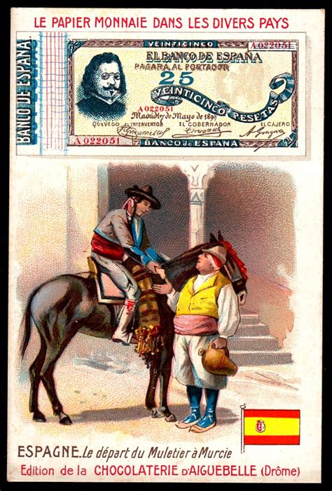 french tradecard spanish banknote chocolat d