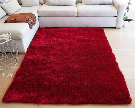 feet solid red shag shaggy area rug carpet rug fluffy fuzzy furry decorative designer