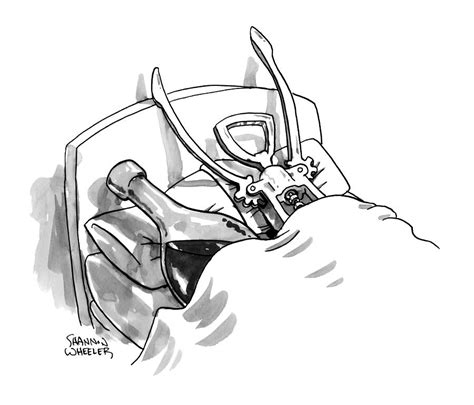 A Wine Opener And A Bottle Lay In Bed Like Drawing By