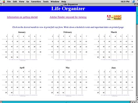 life organizer main window grant capizzi life organizer enables
