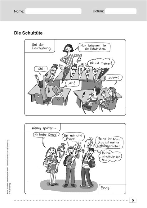 grundschule unterrichtsmaterial deutsch leseförderung 8 mini comics zur