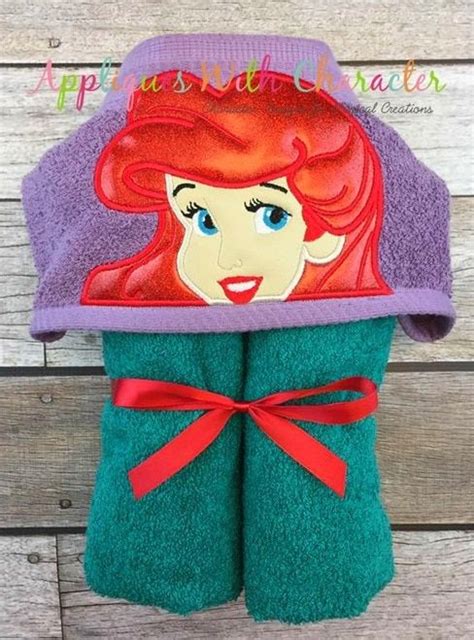 mermaid princess peeker applique design towel embroidery designs