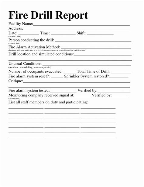 fire drill report sample