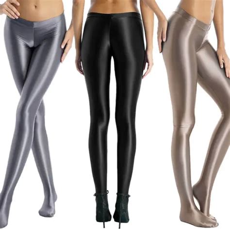 Women S Zipper Crotch Wetlook Shiny Pantyhose Satin Glossy Stockings