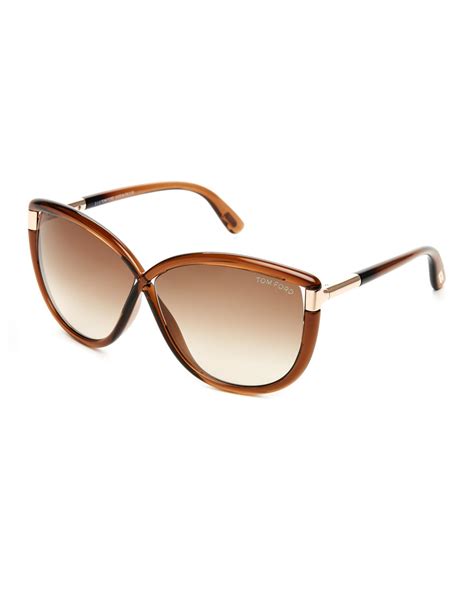 tom ford brown abbey tf327 xl cat eye sunglasses in brown lyst