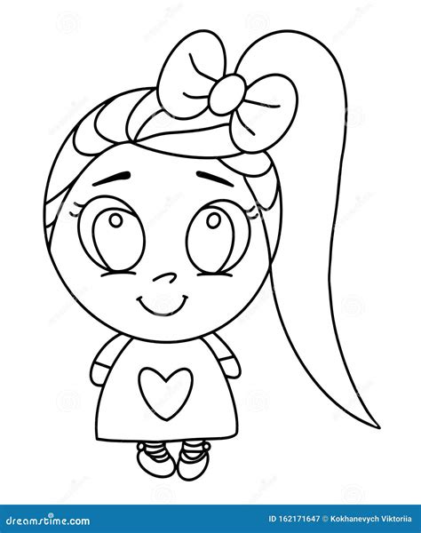 vector coloring page  drawn   girl stock vector