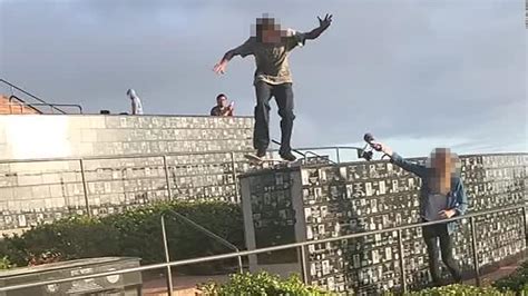 Video Of Skateboarder Riding On Top Of San Diego Memorial Honoring