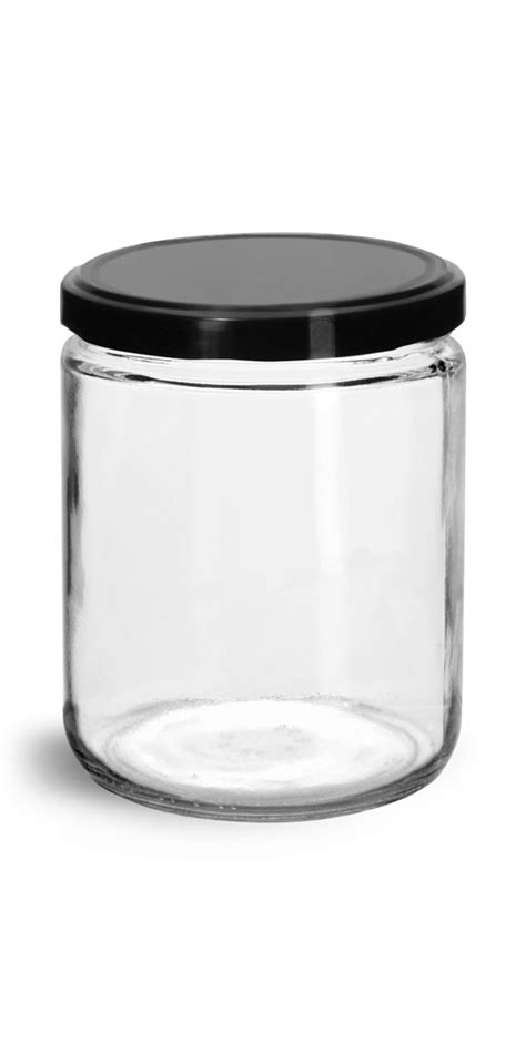 Sks Bottle And Packaging 12 Oz Clear Glass Jars W Black