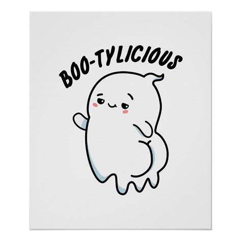 bootylicious cute halloween dancing ghost pun poster zazzle in 2022