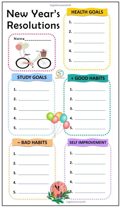 years resolution printables    adults  kids