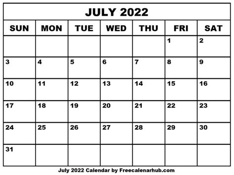 printable july  calendar   july calendar calendar