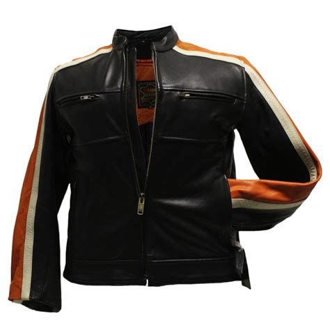 orange stripe biker jacket hl 118 hasbro leather top
