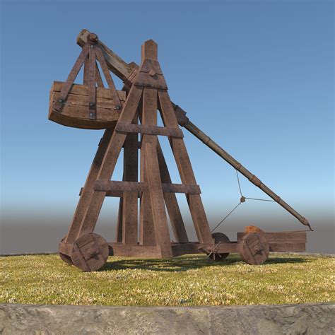 medieval catapult  model animated rigged max obj mtl ds fbx