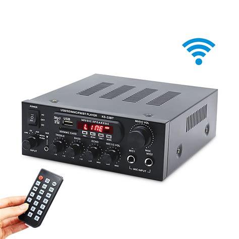 sunbuck  bluetooth amplifier dual channel wlcd display mic mixer