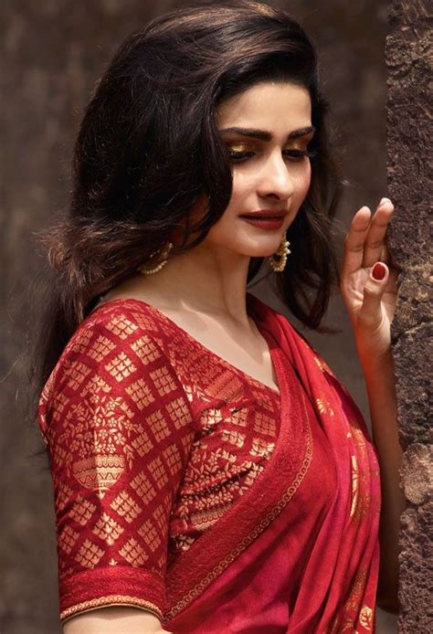 prachi desai rust red silk georgette saree beautiful indian actress