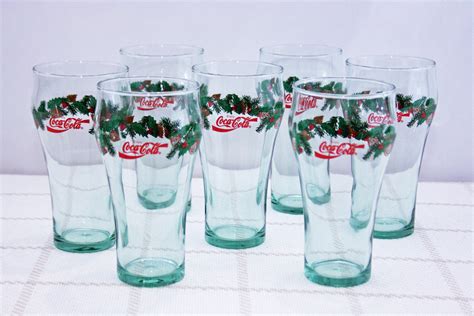 Vintage Coca Cola Christmas Glasses By Libbey Glass Set Of