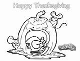 Coloring Thanksgiving Pages Happy Pumpkin Mice Color Print Printable Sheet Hellokids Gift sketch template