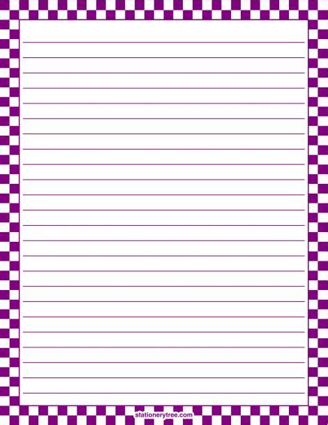 purple  white checkered stationery  writing paper
