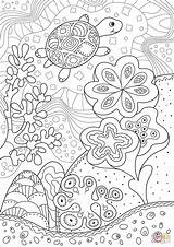 Coloring Reef Coral Sea Pages Cute Turtle Printable Drawing Supercoloring Choose Board sketch template