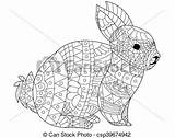 Coloring Vector Rabbit Adults Illustration Hare Zentangle Stress Bunny Anti Lines Pet Adult Style sketch template
