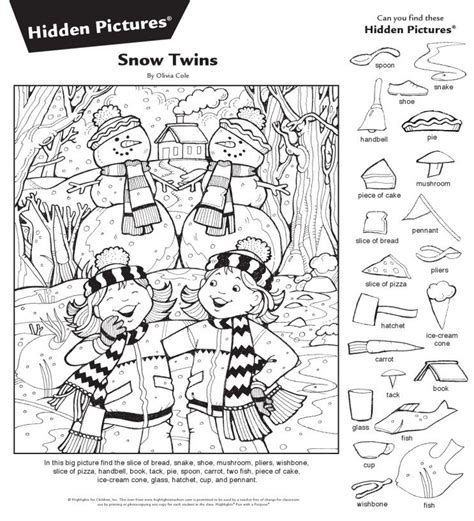 winter hidden pictures printable