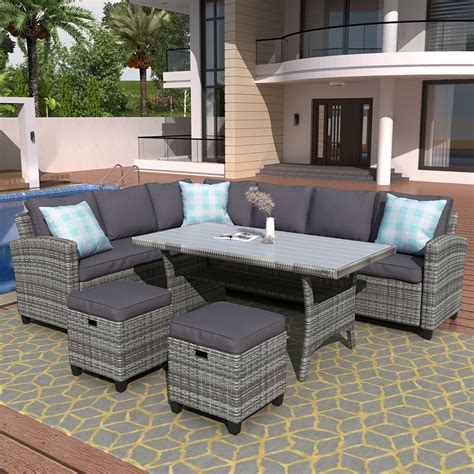 veryke  piece patio dining table sets outdoor wicker sectional