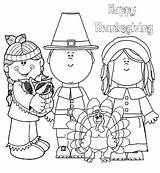 Thanksgiving Coloring Pilgrims Indians Pilgrim sketch template