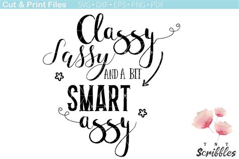 classy sassy and a bit smart assy funny svg for girls