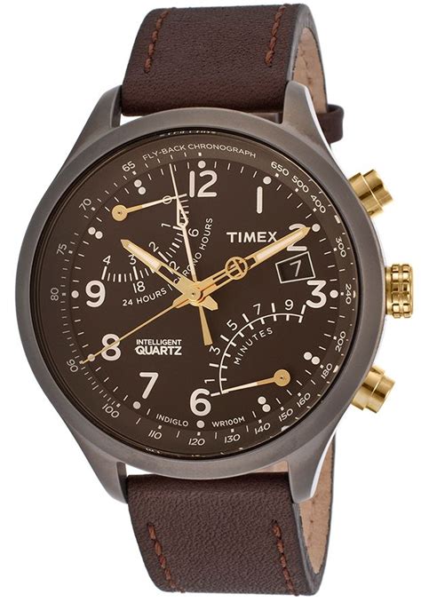 timex tn watchesmens fly  chronograph black dial brown