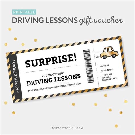 driving lessons voucher template driving lesson gift