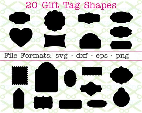 gift tag svg shapes cricut silhouette svg dxf eps png