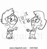 Tic Tac Toe Boy Playing Girl Royalty Clipart Getdrawings Coloring Pages Female sketch template